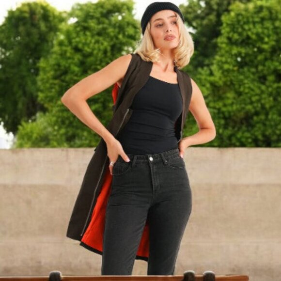 Baggy Oversize 90s Grunge Punk Belted Vest Grunge Punk Streetwear in Olive Green - Picture 5 of 10